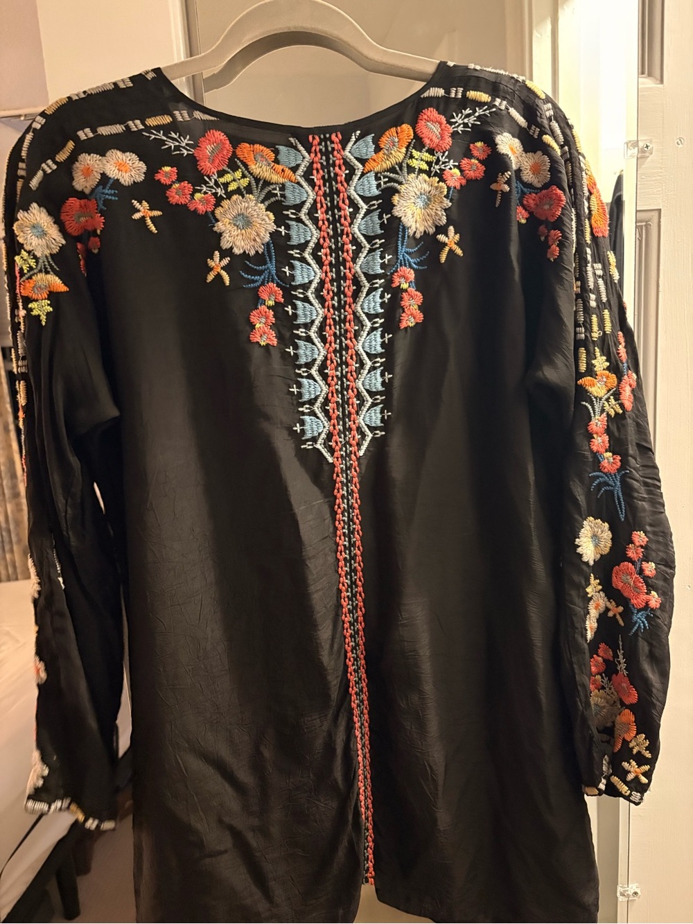 Johnny Was Embroidered Black Floral Peasant Top - Picture 3 of 4